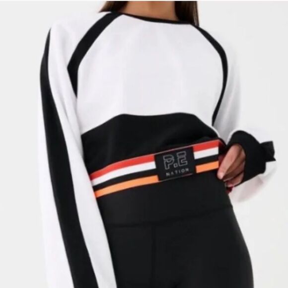 NWOT P.E Nation Legacy Organic Cotton Sweatshirt in Optic White Pullover - Picture 8 of 12